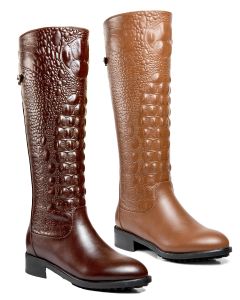 Tall Boots Chunky Heels Animal Print Adult