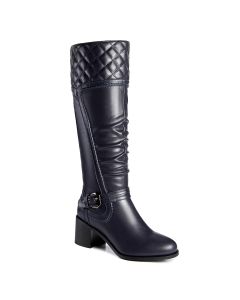 Tall Boots Ruched Front Stitch Patterns Dark Navy like Black Adult