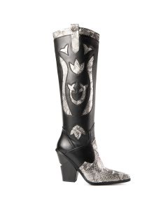 Cowboy Tall Boots Animal Print Layered High Heels Adult