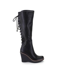 Knee-High Boots Wedge Heels Lace up Adult