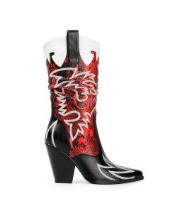 Cowgirl Boots Crocodile Accent Mid-Calf Embroidery Pull On Adult