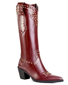 Western Boots Knee High Stud and Rhinestone