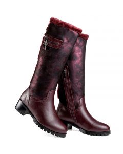 Two-tone Slouch Shaft Fur Trim Knee-High Winter Boots Adult