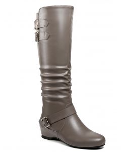 Wedge Boots Ruched Shaft Buckle Straps Adult