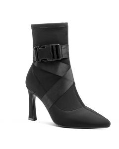 Satin Ankle Booties Buckle Strap Stiletto High Heel