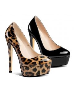 Elevated Platform Stiletto High Heel Round Toe Slip On Pumps