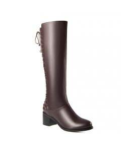 Knee-High Riding Boots Rear Lace Up Adult