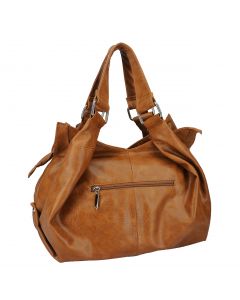 Slouchy Faux Leather Hobo Bag Brown