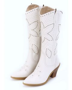 Knee-High Cowboy Western Boots Stich and Studded Patterns Female Adult