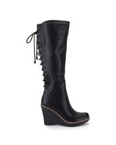 Knee-High Boots Wedge Heels Lace up Adult
