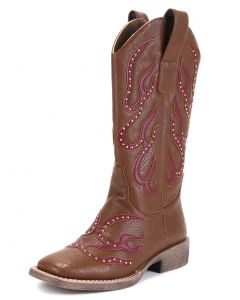 Pull-on Cowgirl Boots Paisley Pattern Stud Detail
