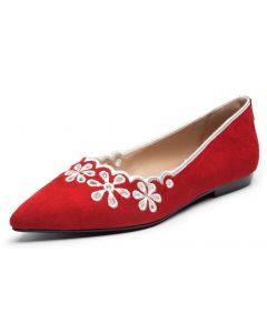 Embroidery Red Floral Loafers