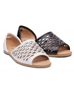 Rhinestone Cutout Studded Flat Sandals