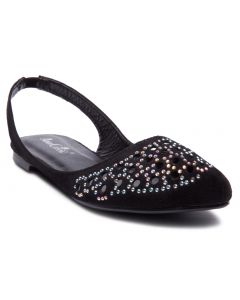 Rhinestone and Cutouts Suede Accent Flat Shoes