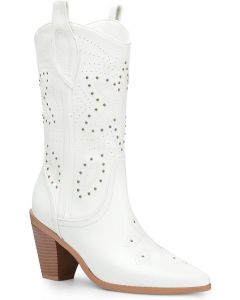Cowboy Boots Western Mid-Calf Stiches and Rivet Studded Adult