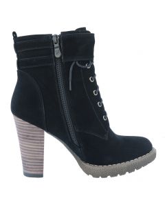 Stacked Heel Lace-up Ankle Boots