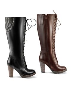 Lace-up Riding Boots High Chunky Heels Adult