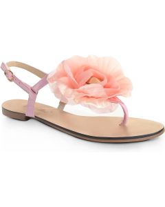 Flat Sandals Pink Floral Thong Style