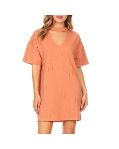 T Shirt Dress with Choker Neckline